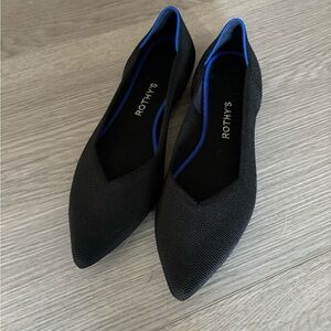 Rothy's Black Flats with Blue Accent
